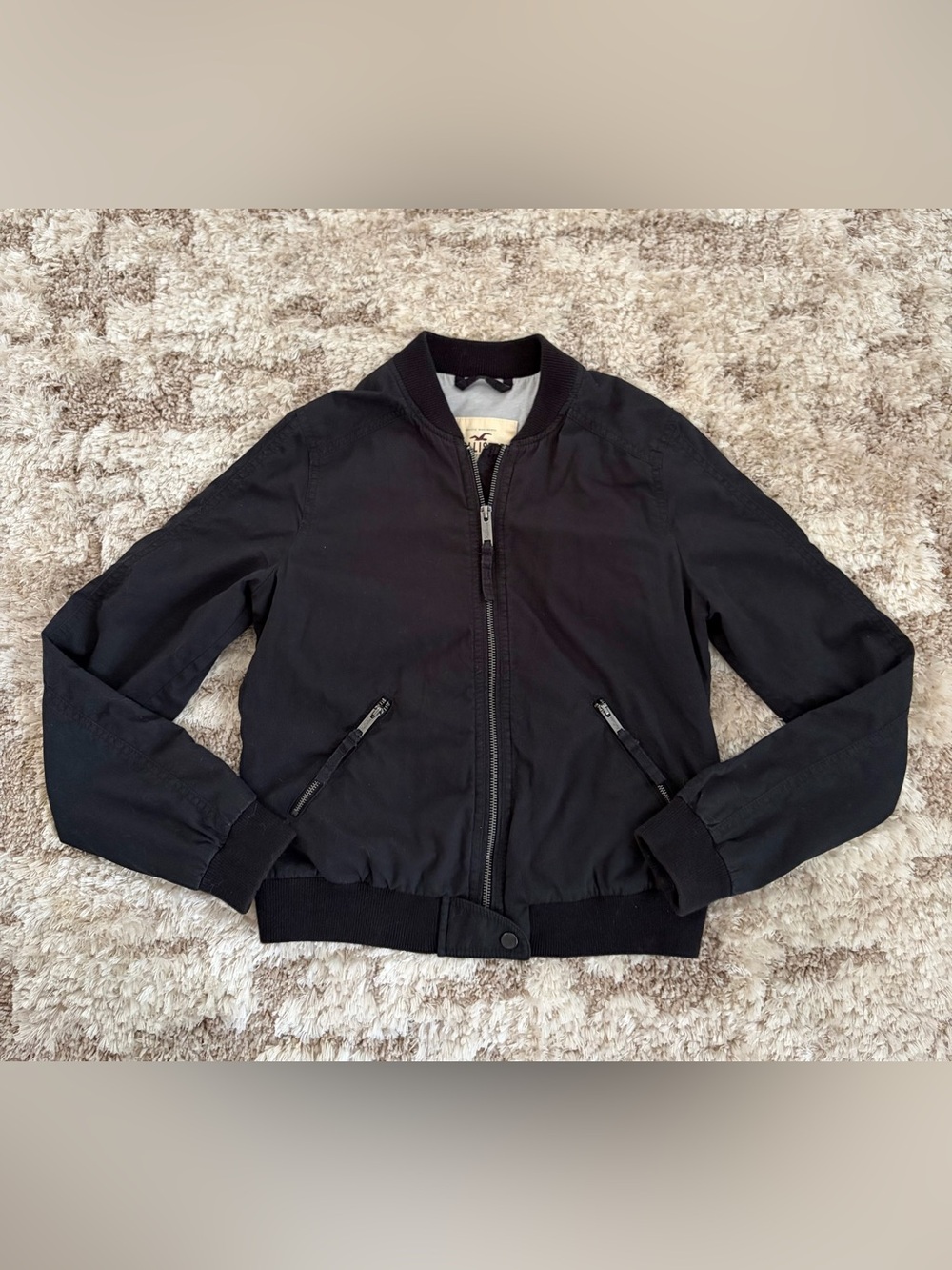 Hollister Womens Black Bomber Jacket Size Small